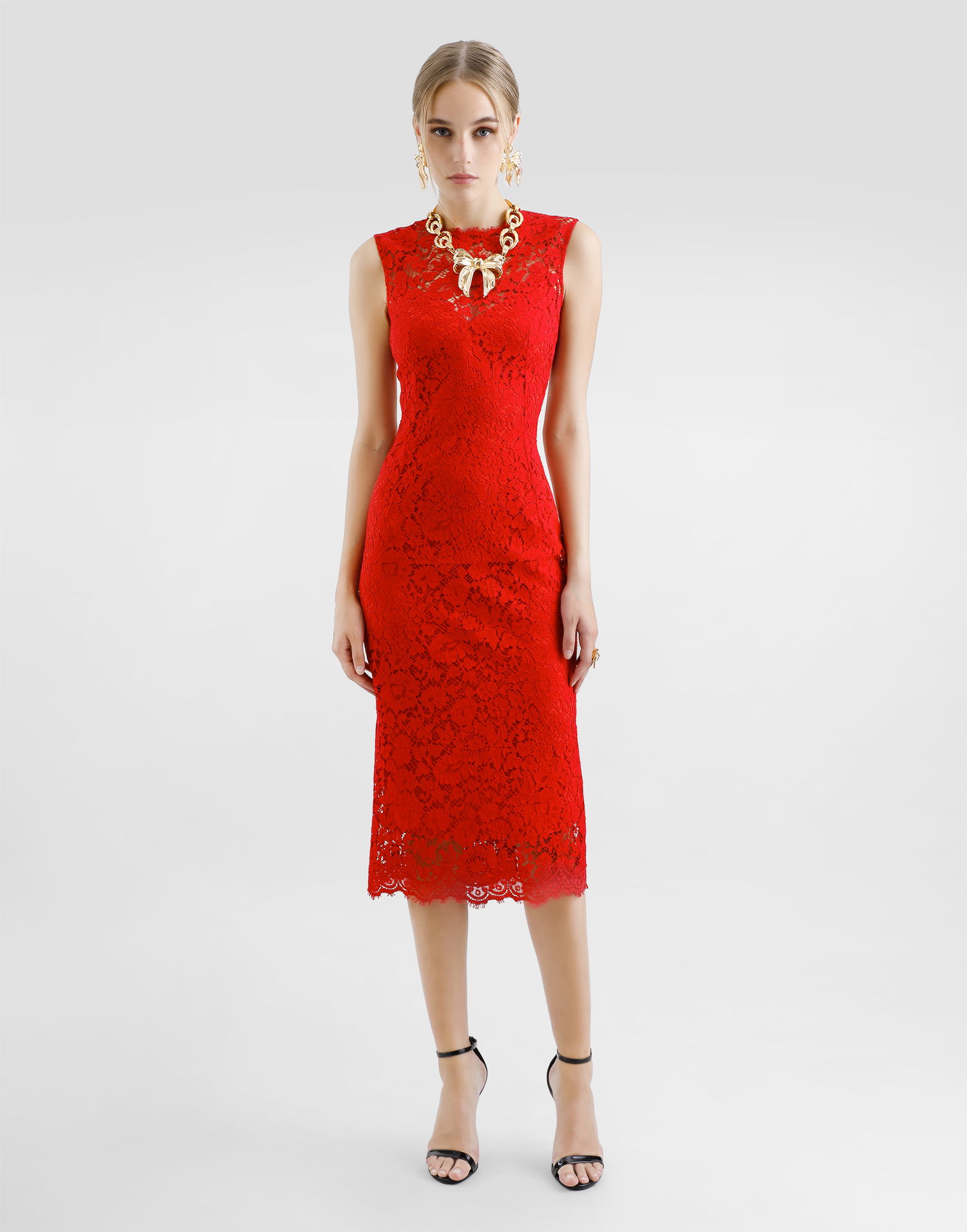 Pокля Dolce & Gabbana Dolce & Gabbana Floral Cordonetto Lace Sheath Dress Червено | F6TJTTHLMIIR0026, 1