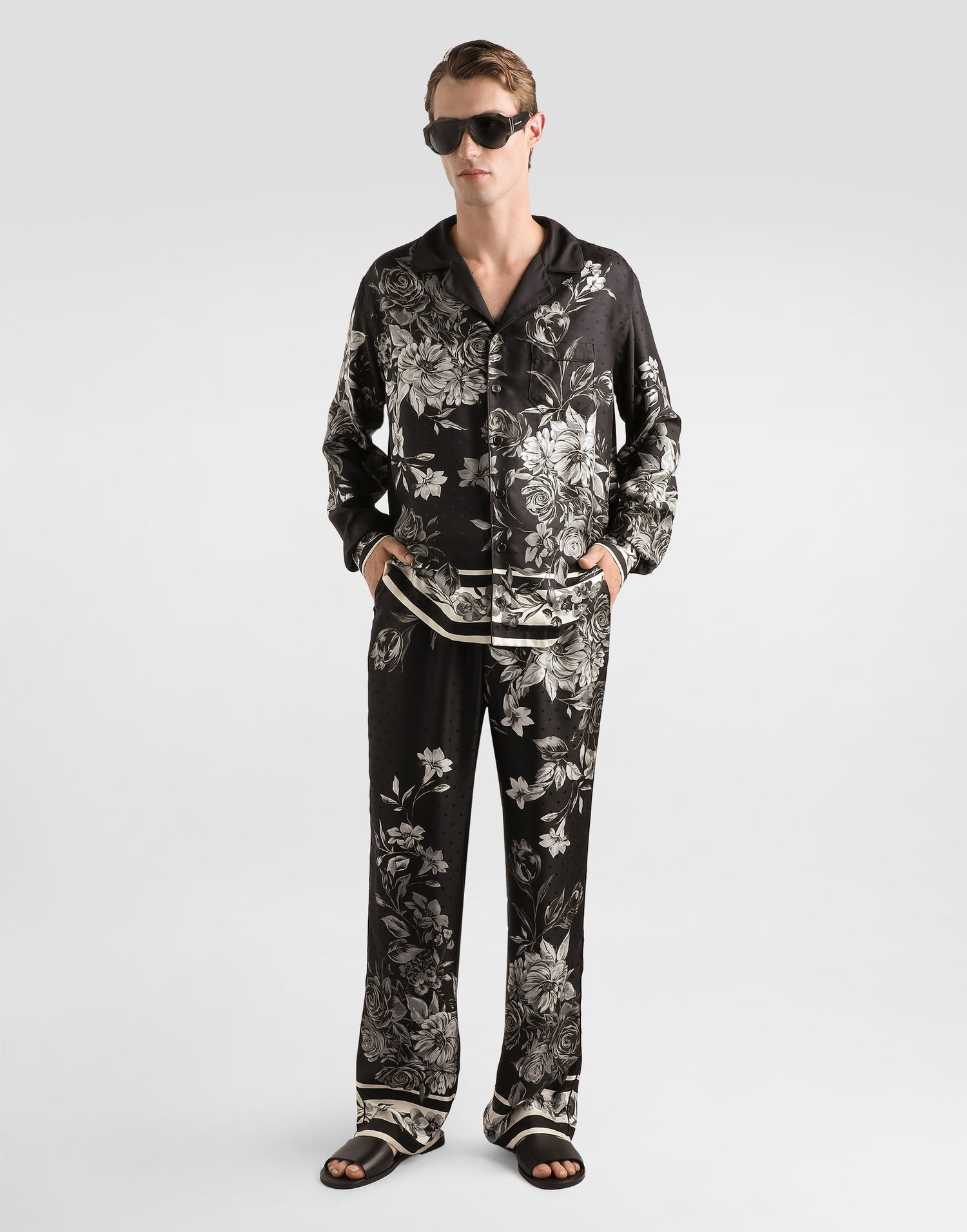 Риза Dolce & Gabbana Flower Bouquet-print Jacquard Twill Shirt Черно | G5IF1THI12HHN5ST, 1