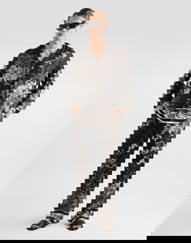 Риза Dolce & Gabbana Flower Bouquet-print Jacquard Twill Shirt Черно | G5IF1THI12HHN5ST, 1