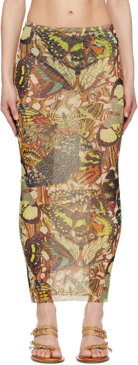 Gaultier Butterfly Print Maxi Skirt