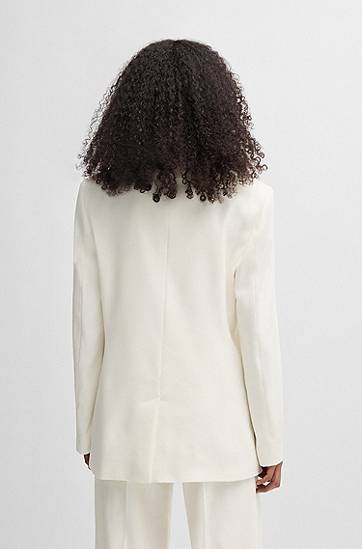 Яке BOSS Oversized Linen Blend Blazer Бяло | 50537590, 1