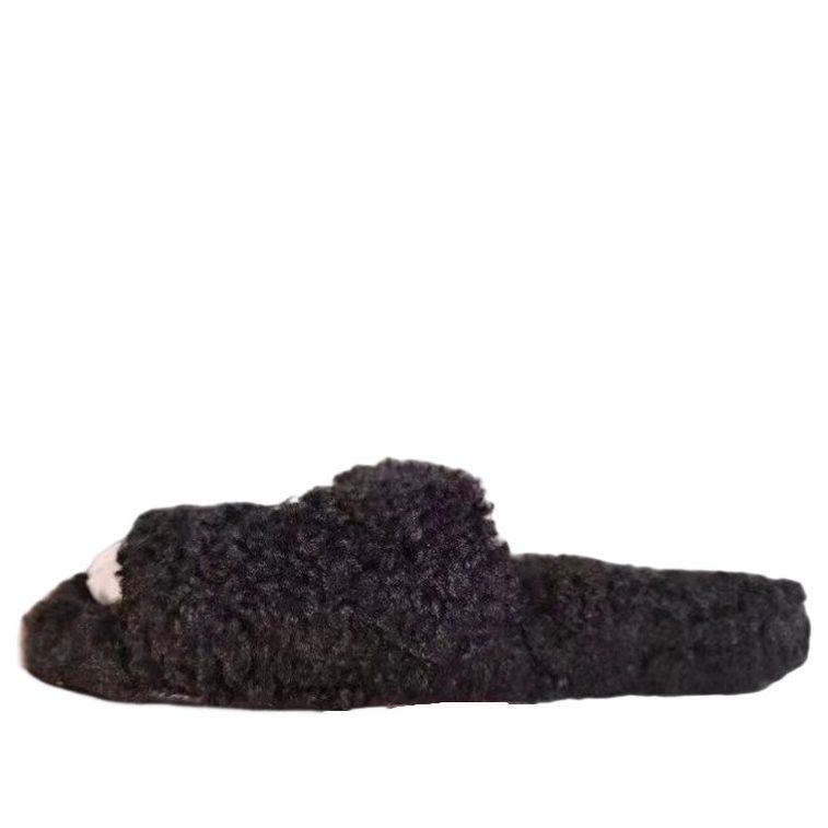 Кецове и обувки Balenciaga Furry Slides Черно | 654261W2DO21008