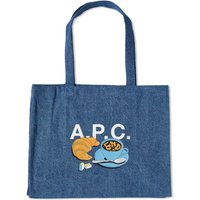 Голяма пазарска чанта A.P.C. END. x 'Coffee Club' Diane x Denim Shopping Tote Bag Синьо | COGUS-M61443-IAB, 1