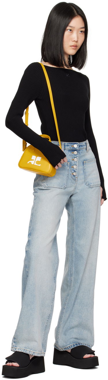 Дамска чанта Courrèges Mini Leather Bowling Bag Жълто | 124GSA083CR0027, 3