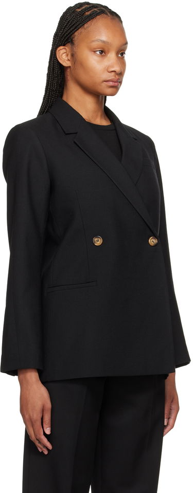 Яке Anine Bing Double-Breasted Wool-Blend Blazer Черно | A-01-2018-000, 4