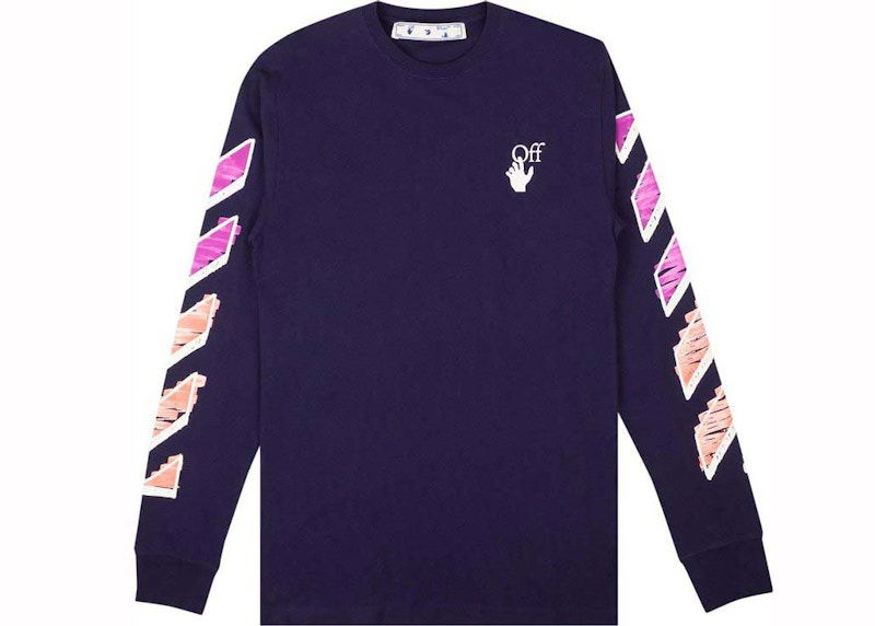 Тениска Off-White Diag Marker Arrow Long Sleeve T-Shirt Лилаво | OMAB001R21JER0034632