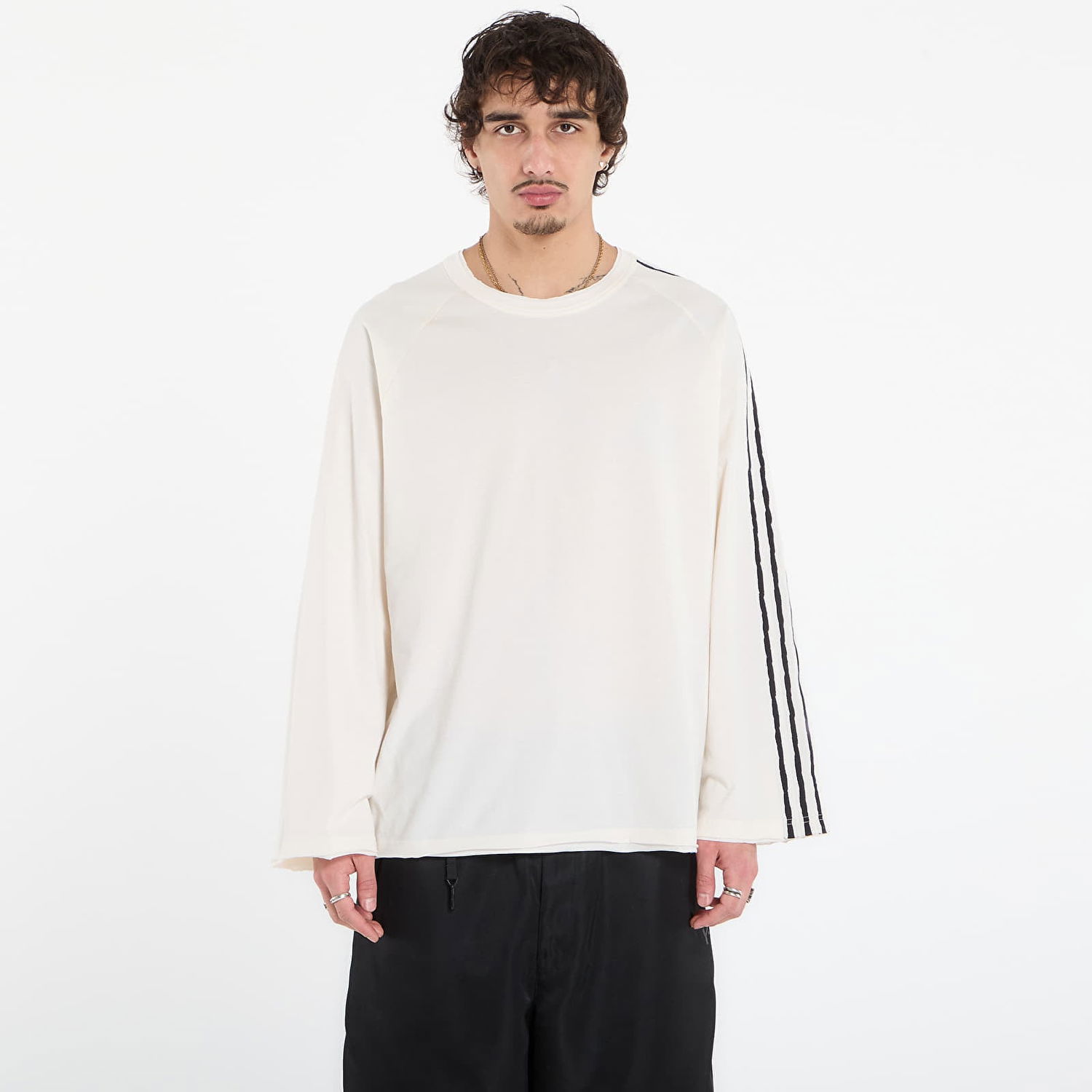 Тениска Y-3 Y-3 Raw Edge 3 Stripes Long Sleeve Top Бяло | KS9747, 0