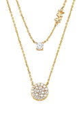 Double Chain Necklace with Pave and Solitaire CZ