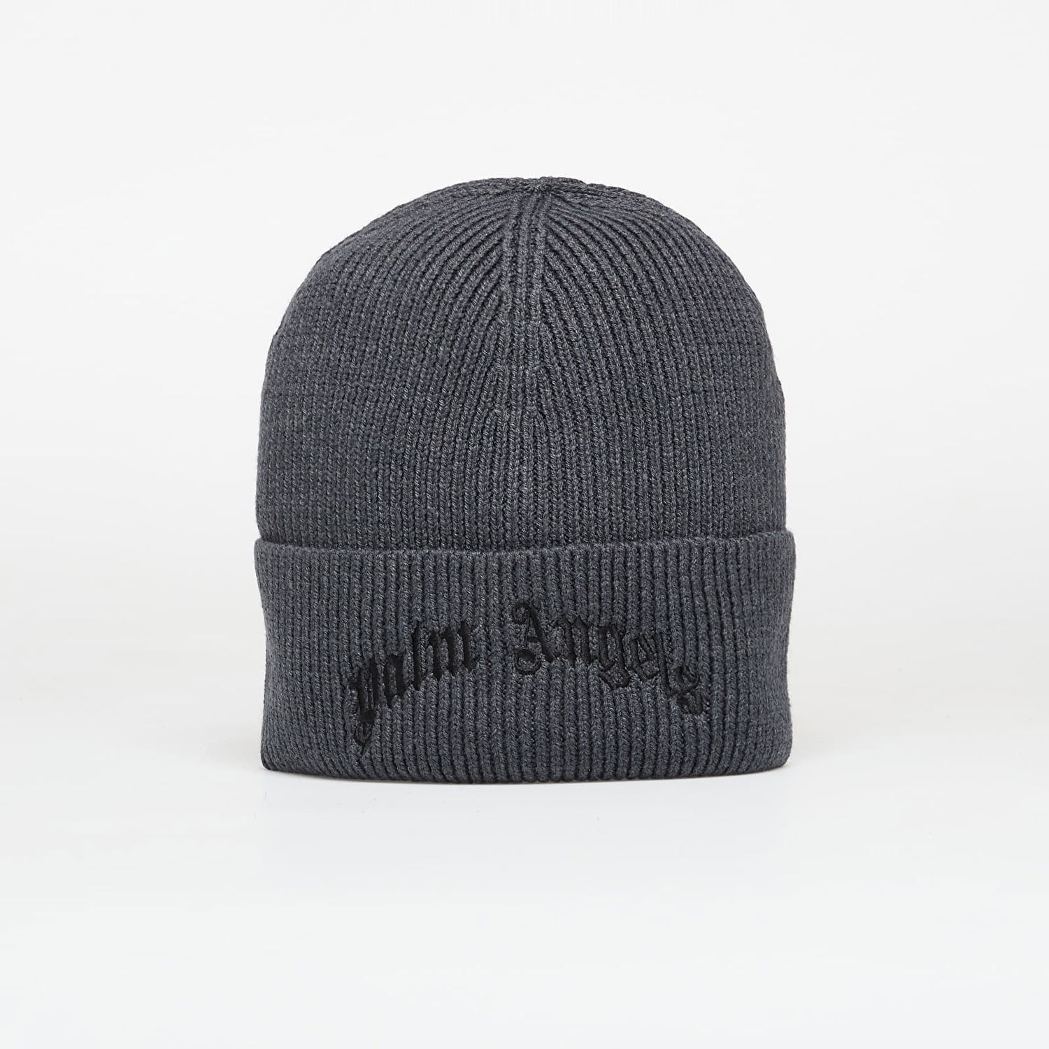 Шапка Palm Angels Curved Logo Beanie Anthracite/ Black Universal Черно | PMLC030F25KNI0021110, 0