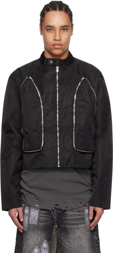 Яке бомбър Who Decides War Who Decides War Window Cropped Moto Jacket Черно | 1131510002SS25, 0