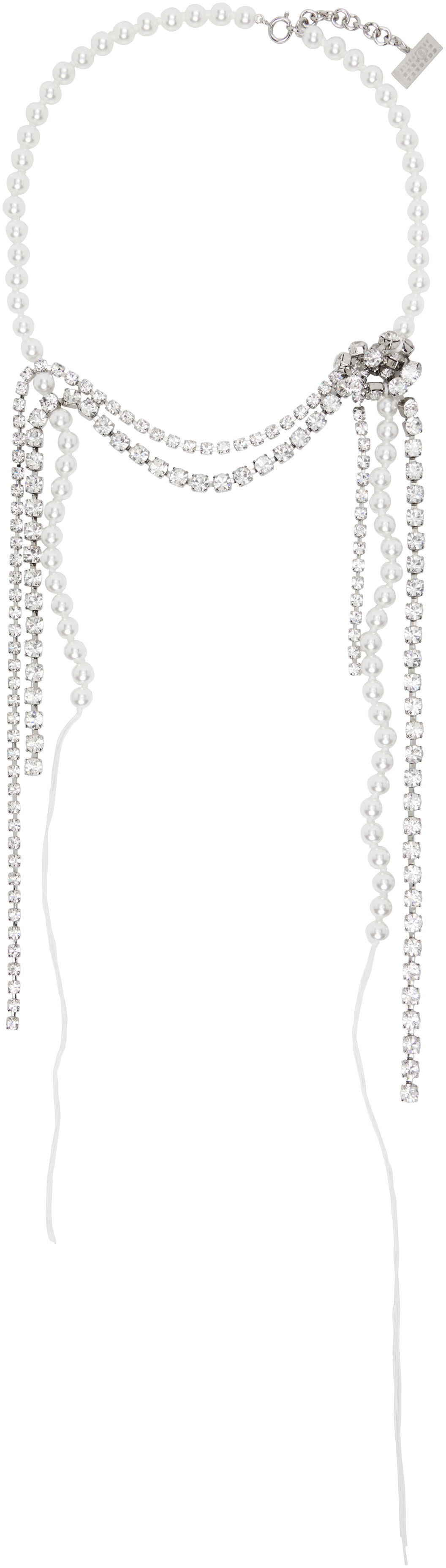 Колие Maison Margiela MM6 Maison Margiela Object Trouve Pearl & Crystal Necklace Бяло | SM7UU0082 P7352, 0