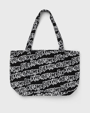 Голяма пазарска чанта Fucking Awesome Fucking Awesome AOP Stamp Logo Tote Bag Черно | PN20325-BLACK-WHITE, 1