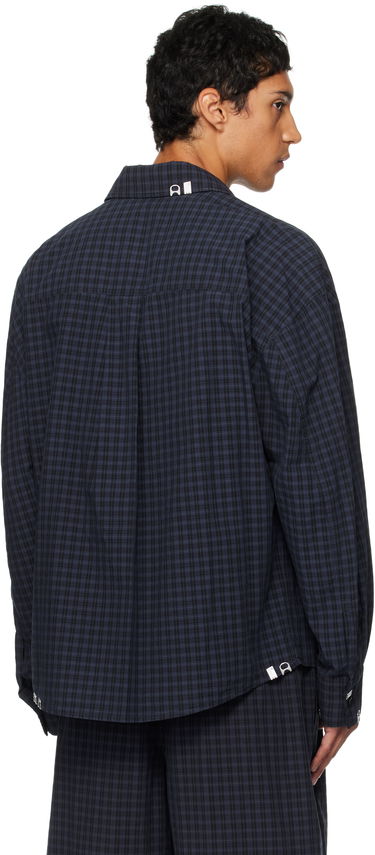 Риза Alexander Wang Alexander Wang Boxy Check Shirt Тъмно синьо | 6WC3251093, 2