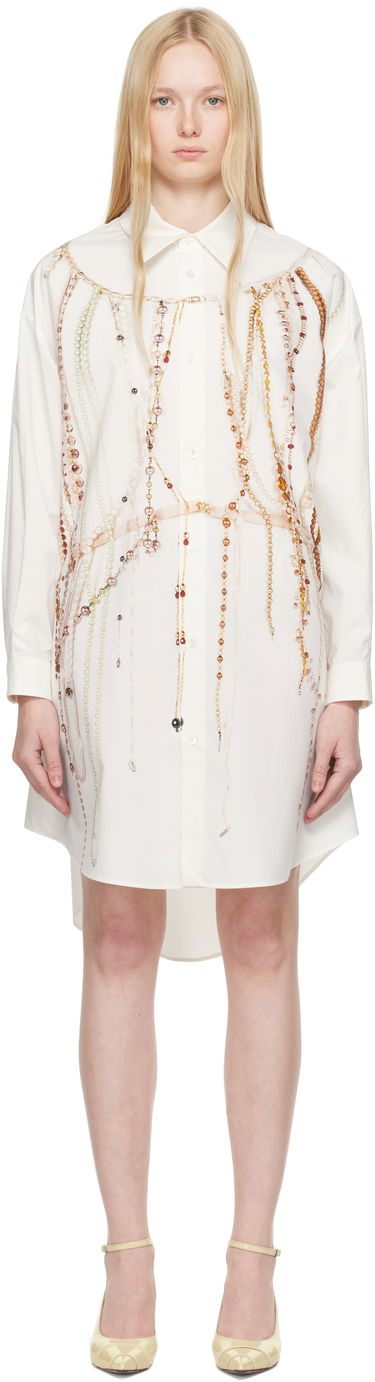 Pокля Maison Margiela MM6 Maison Margiela Pearl Print Shirt Dress Бяло | S62CT0250 M35462, 0
