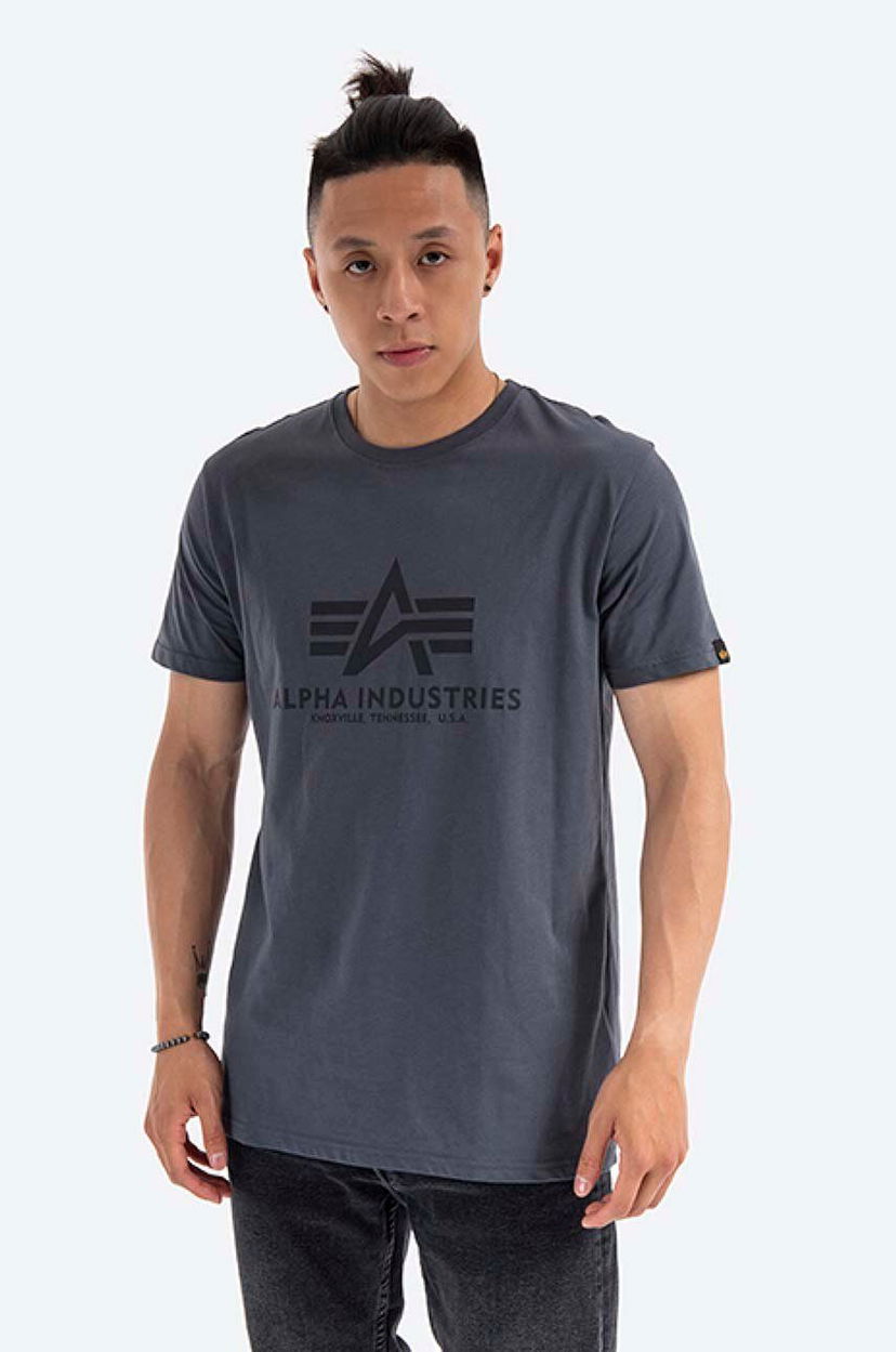 Тениска Alpha Industries Basic T-Shirt With Print Сиво | 100501.412