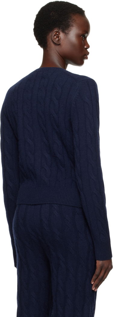 Пуловер Sporty & Rich 'SRC' Cableknit Cashmere Cardigan Тъмно синьо | CA003512302BL32, 2