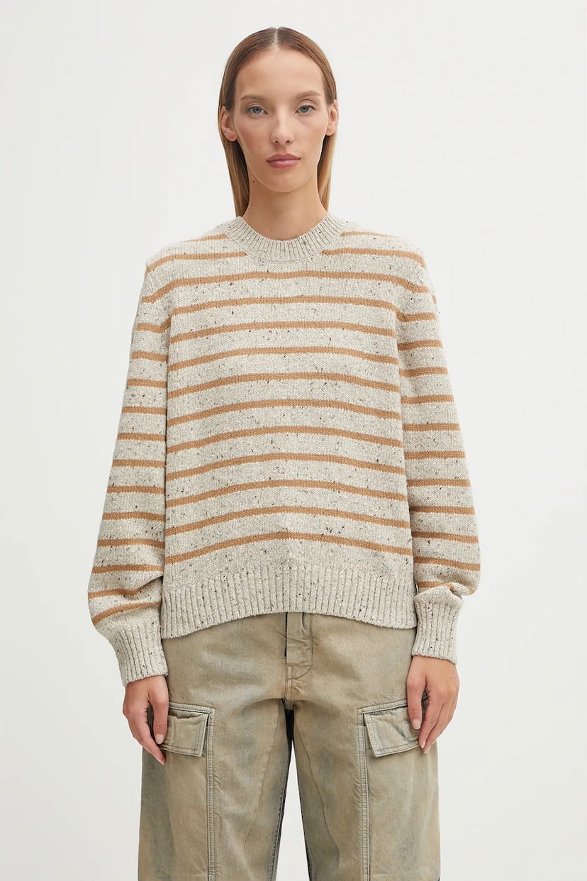 Пуловер Barbour Barbour Claydon Knitted Jumper, Striped Sweater Бежово | LKN1665ST53