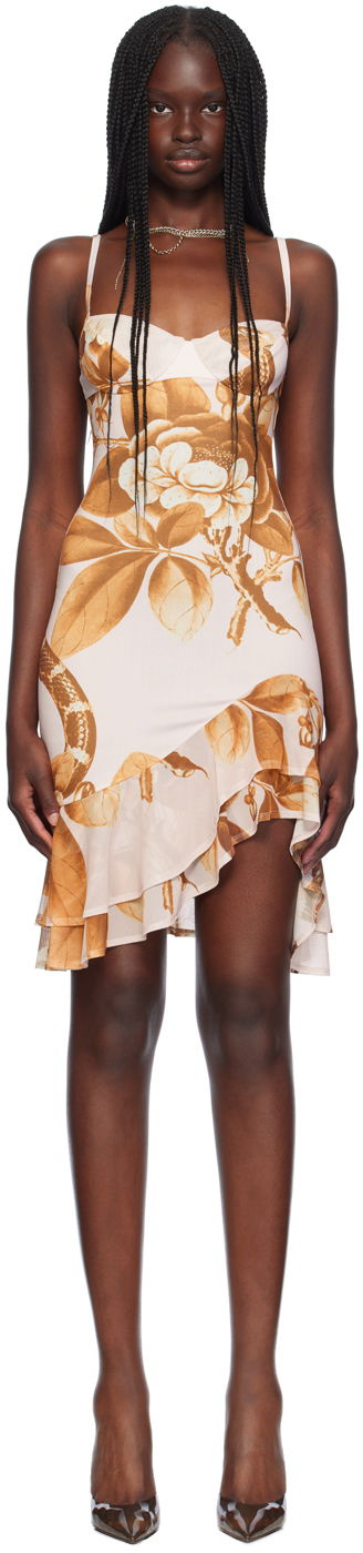 Pокля Miaou Miaou Caterina Floral Print Mini Dress Бежово | 5057VISEDN, 0