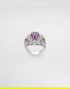 Dolce & Gabbana Eleganza Ring with Amethyst, Peridots, and Sapphires, Size 54