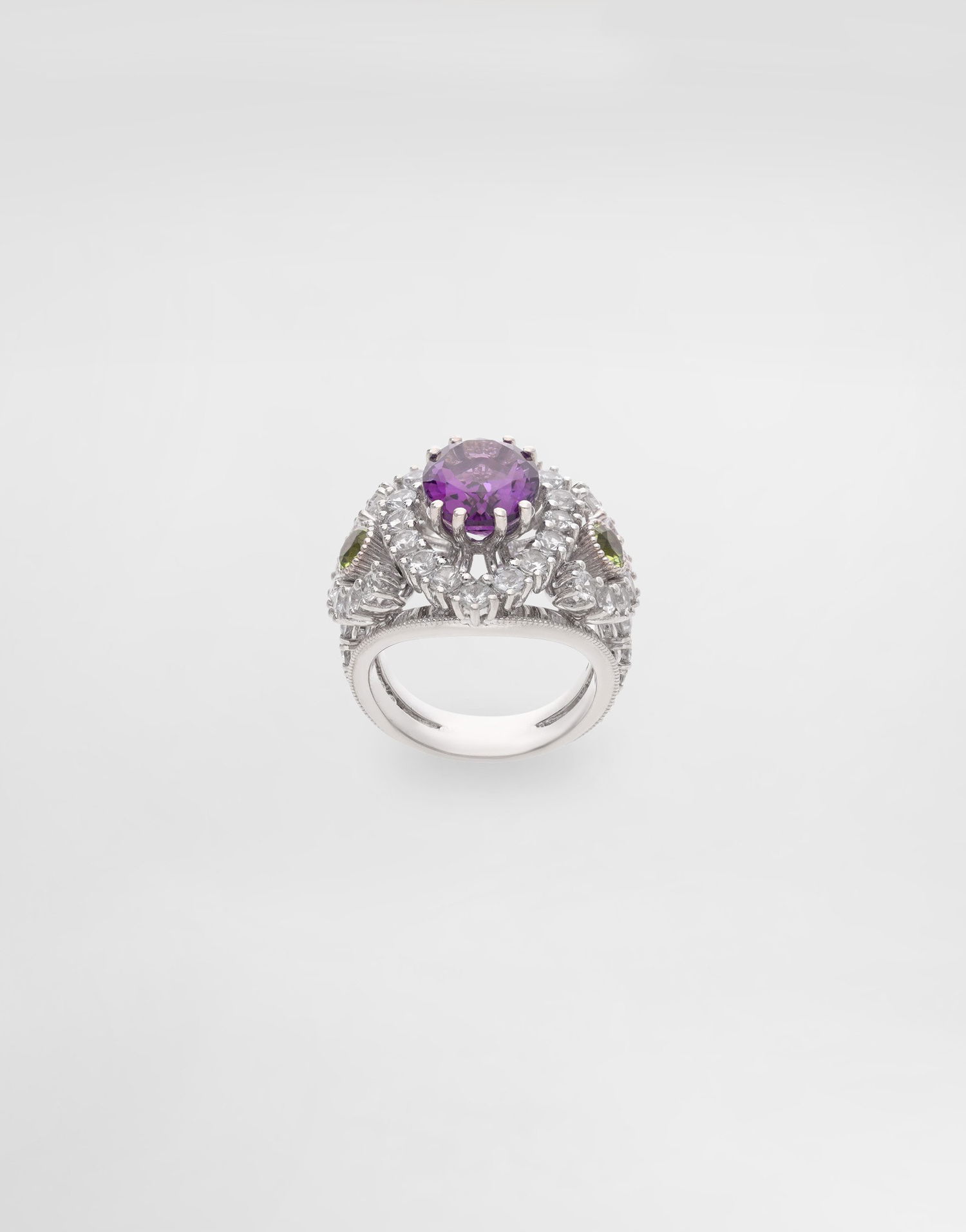 Пръстен Dolce & Gabbana Dolce & Gabbana Eleganza Ring with Amethyst, Peridots, and Sapphires, Size 54 Лилаво | WRSA3GWAME180001, 0