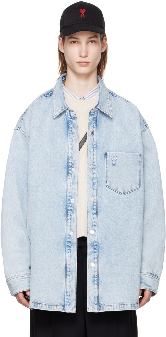 Яке AMI Paris De Cœur Denim Jacket Синьо | UJK253.DE0027