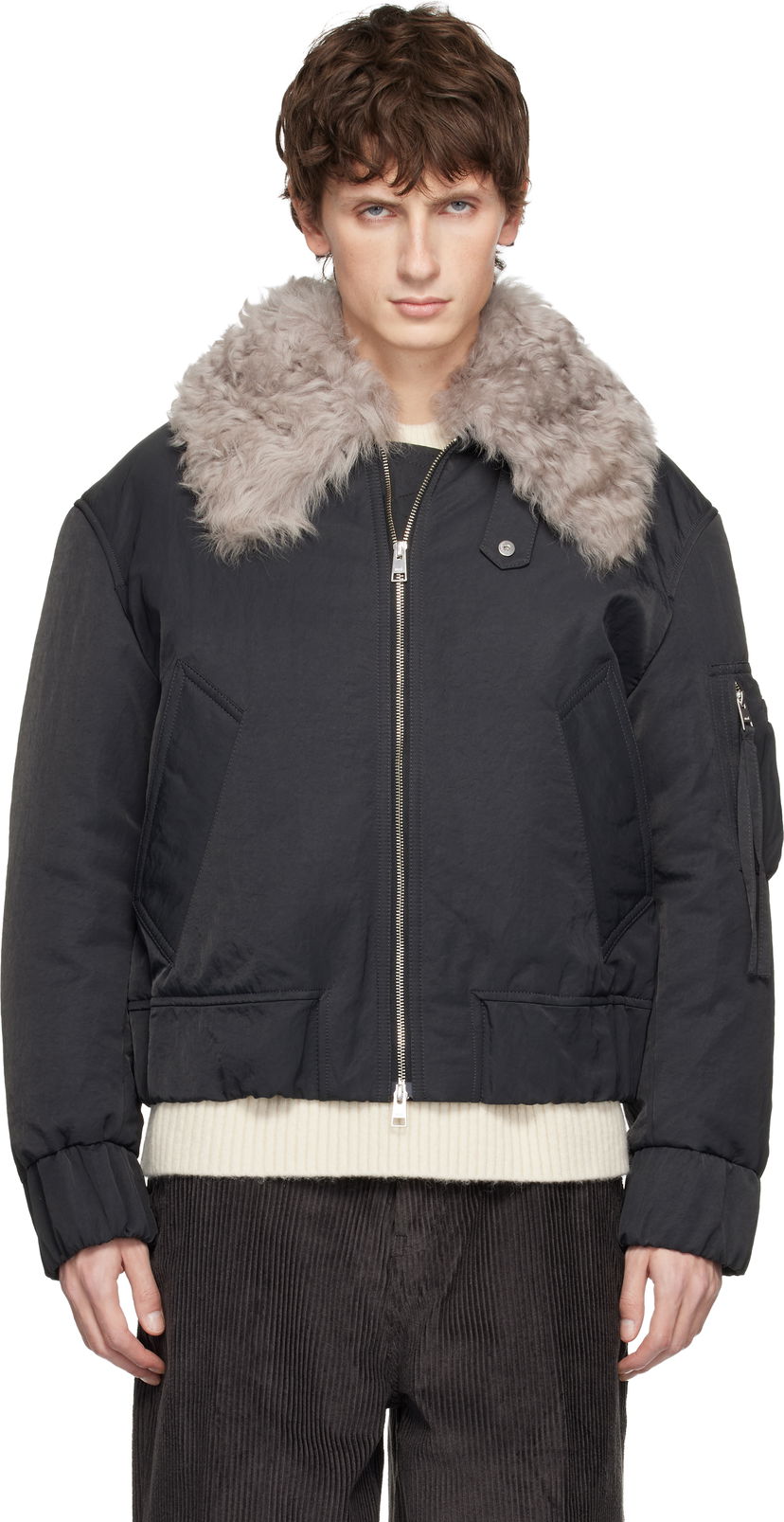 Яке бомбър AMI Nylon Padded Bomber Jacket Черно | H25UJK821.PA0035