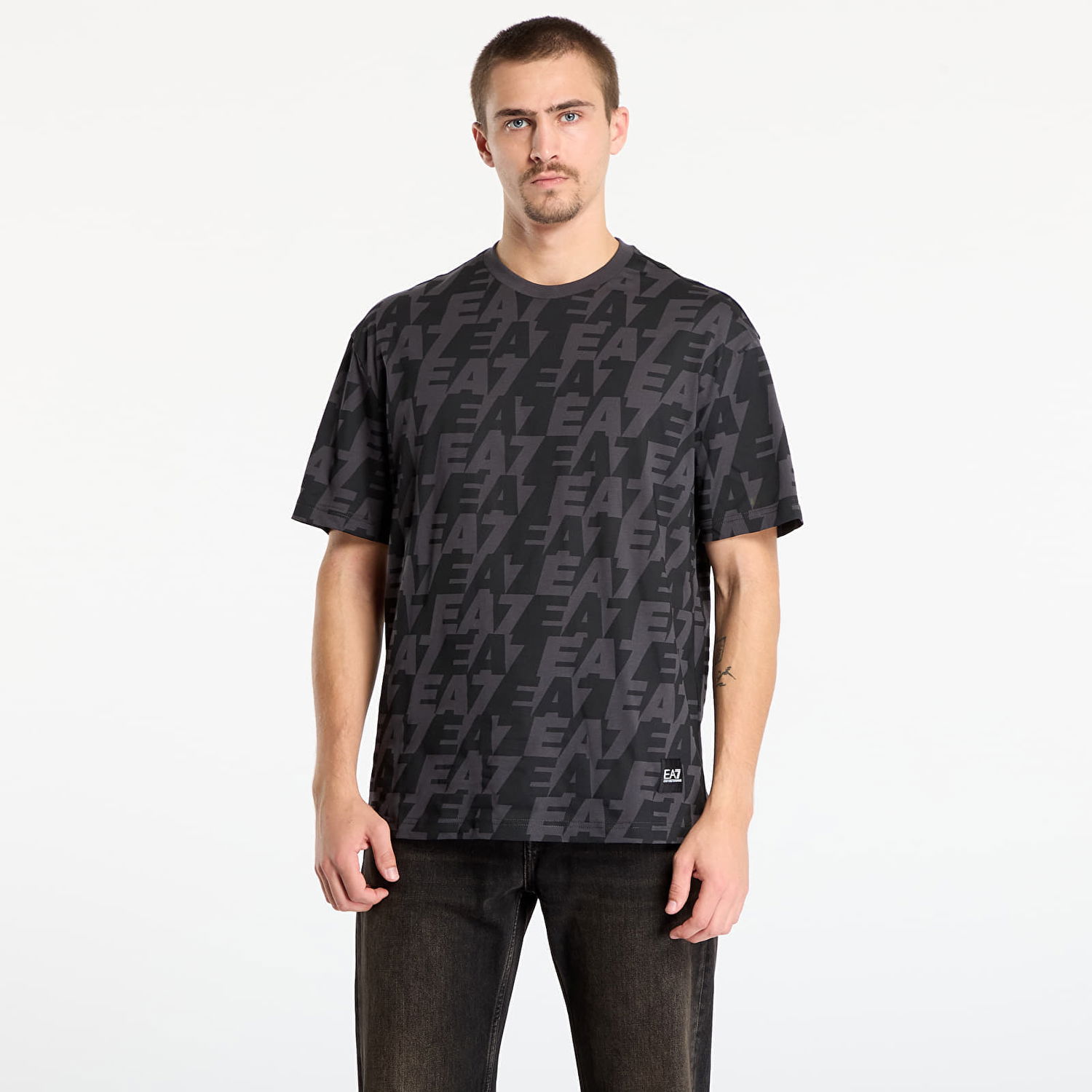 Тениска Emporio Armani T-shirt Train Logo Series Polar Logo All-Over Print Черно | 7M000980AF10378U8117, 0