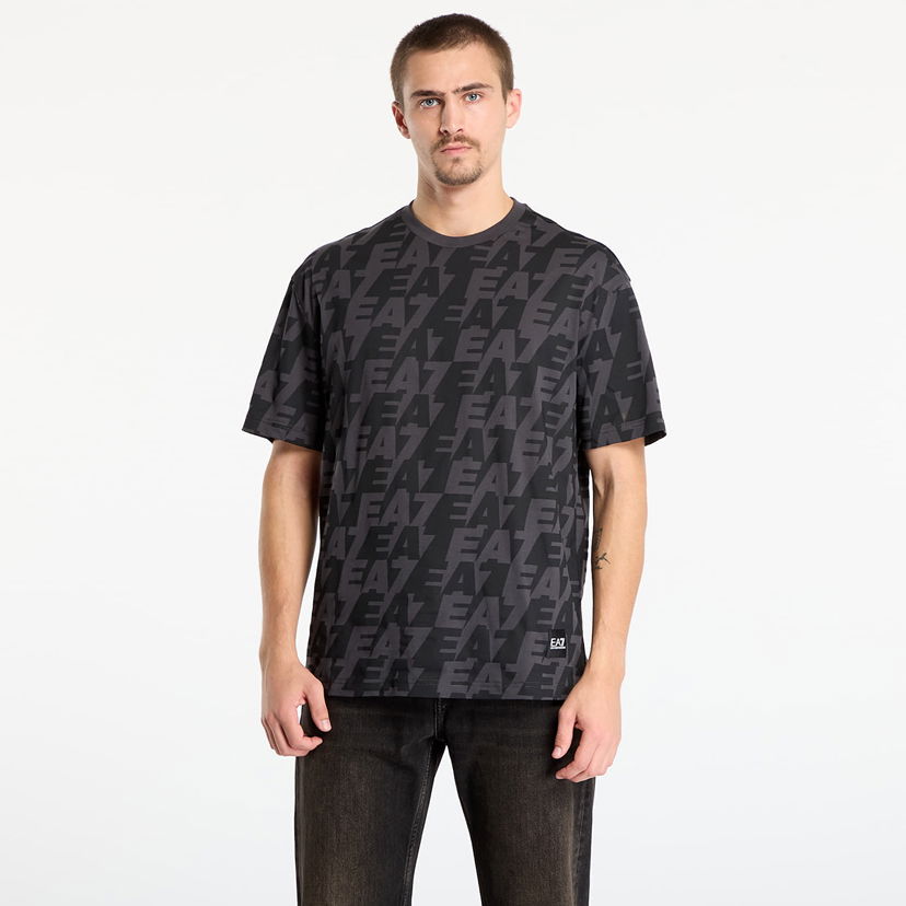 Тениска Emporio Armani T-shirt Train Logo Series Polar Logo All-Over Print Черно | 7M000980AF10378U8117