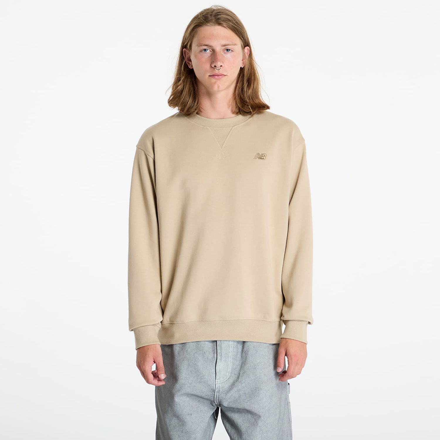 Суитчър New Balance Athletics French Terry Crew Stoneware Бежово | MT41506SOT, 0