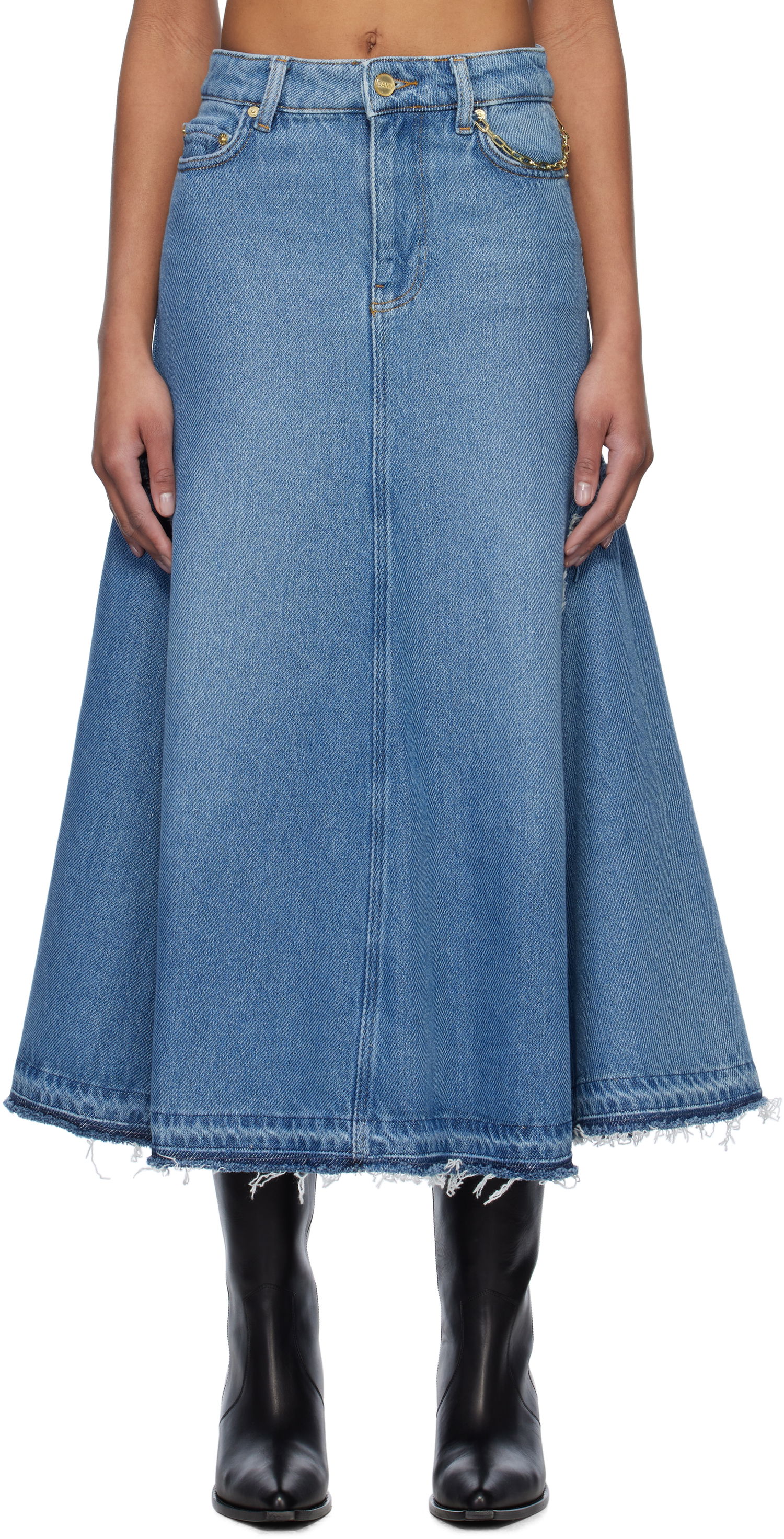 Пола GANNI GANNI Denim Midi Skirt Синьо | J1601, 0