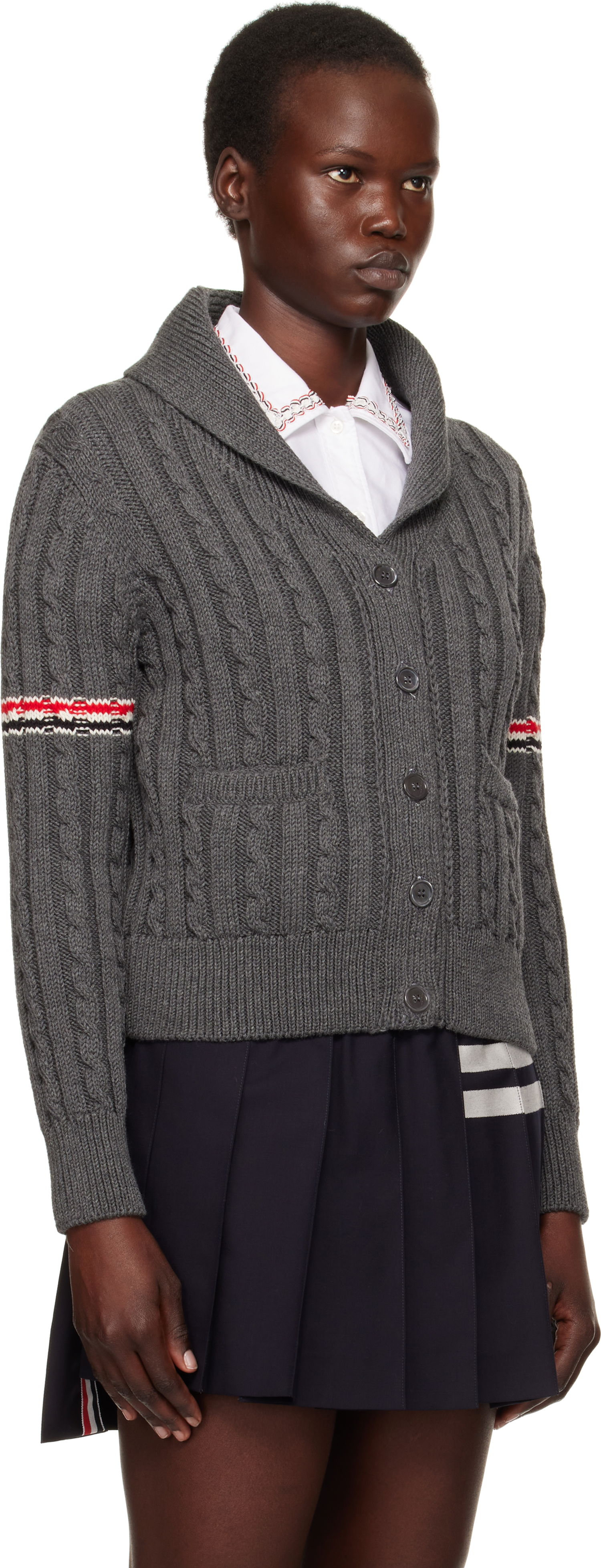 Пуловер Thom Browne Wool Armband Cardigan Сиво | FKC621A-Y1024, 1