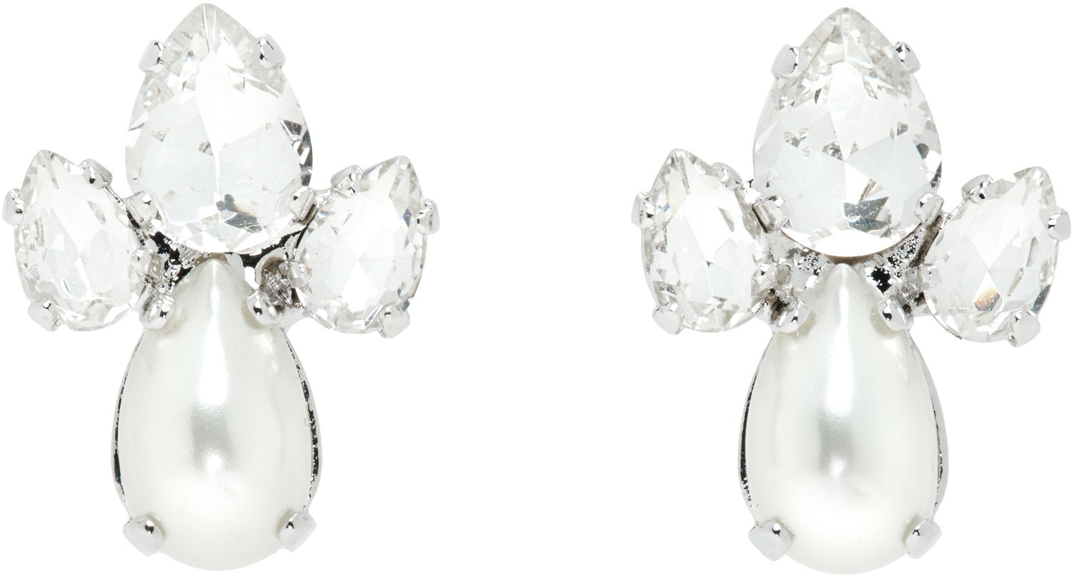 Обеци Simone Rocha Simone Rocha Victorian Faux-Pearl & Crystal Floret Stud Earrings Бяло | ERG536 0906, 0