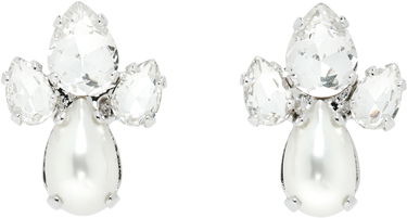 Обеци Simone Rocha Simone Rocha Victorian Faux-Pearl & Crystal Floret Stud Earrings Бяло | ERG536 0906, 0