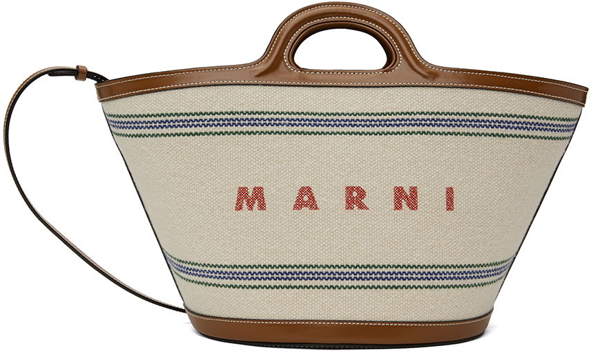 Голяма пазарска чанта Marni Tropicalia Micro Tote Bag Бежово | BMMP0097U2 P6457, 0