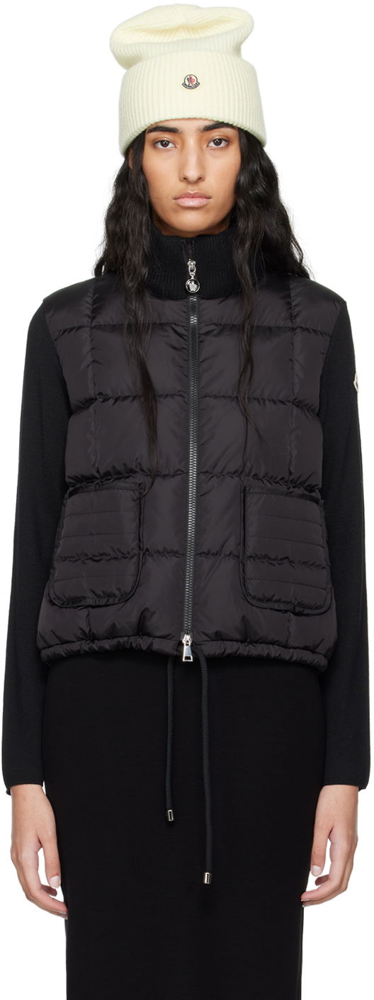 Пуловер Moncler Black Paneled Down Cardigan Черно | J20939B00003M1131, 0