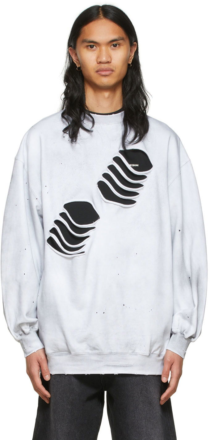 Суитчър We11done We11done Men's Distressed Graphic Sweatshirt Бяло | WD-TS1-22-713-U-WH, 0