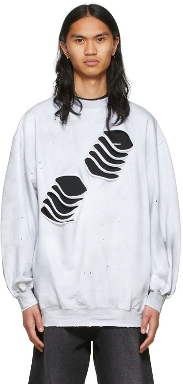 Суитчър We11done We11done Men's Distressed Graphic Sweatshirt Бяло | WD-TS1-22-713-U-WH, 0