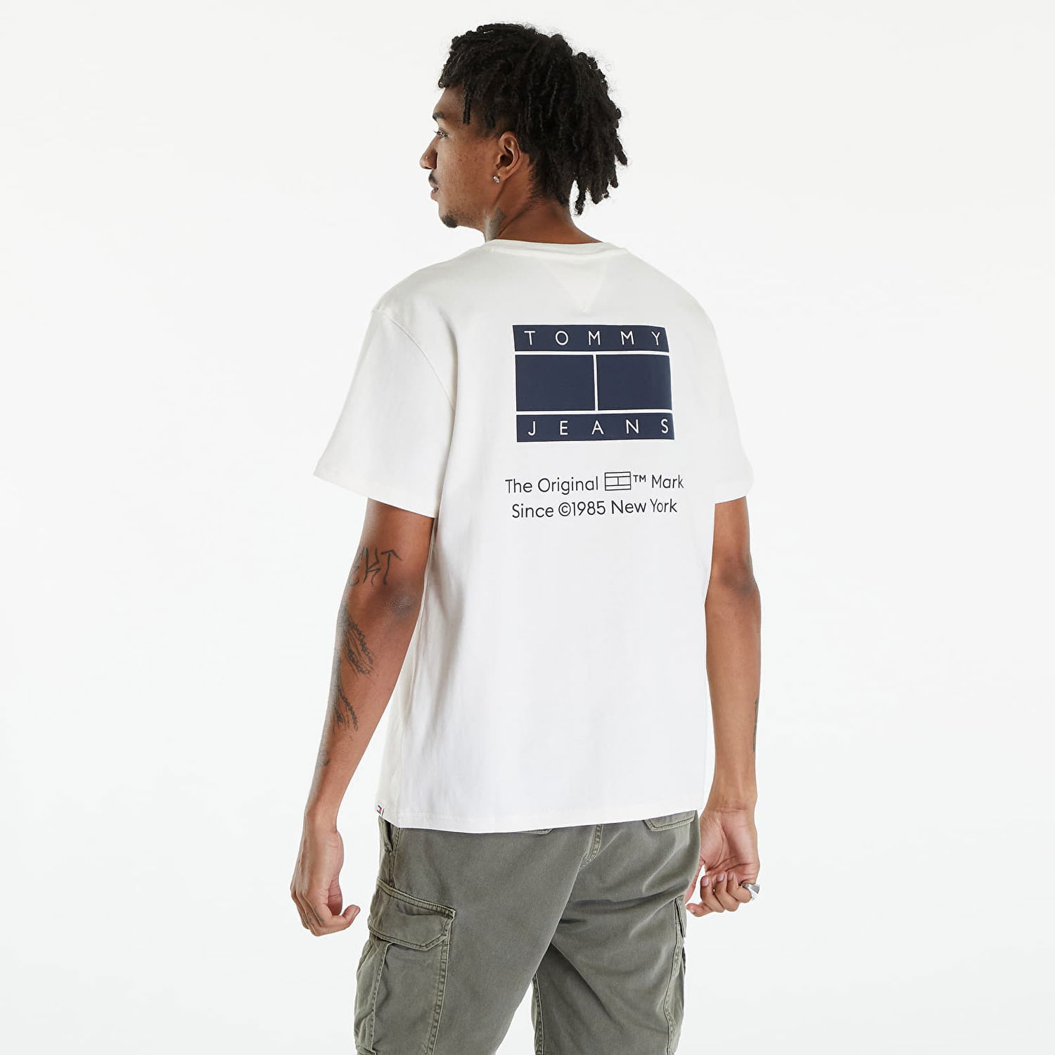Тениска Tommy Hilfiger Printed Flag Logo T-Shirt Ancient White Бяло | DM0DM18592 YBH, 1