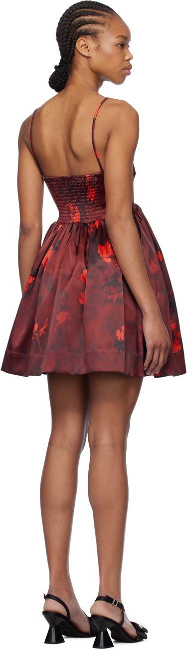 Pокля GANNI GANNI Floral Print Satin Strap Mini Dress Червено | W0000, 2