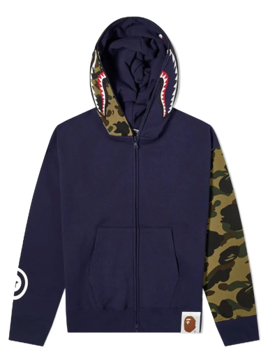 Суитчър BAPE Giant Shark Full Zip Hoodie Тъмно синьо | 001ZPG701018X-NVY