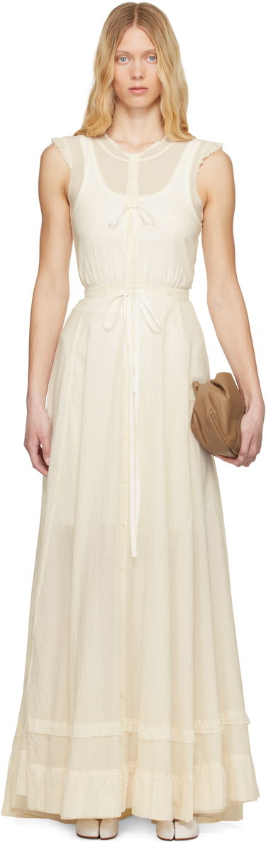 Pокля Maison Margiela MM6 Maison Margiela Cotton Voile Maxi Dress Бяло | S62DG0045 M35440, 0