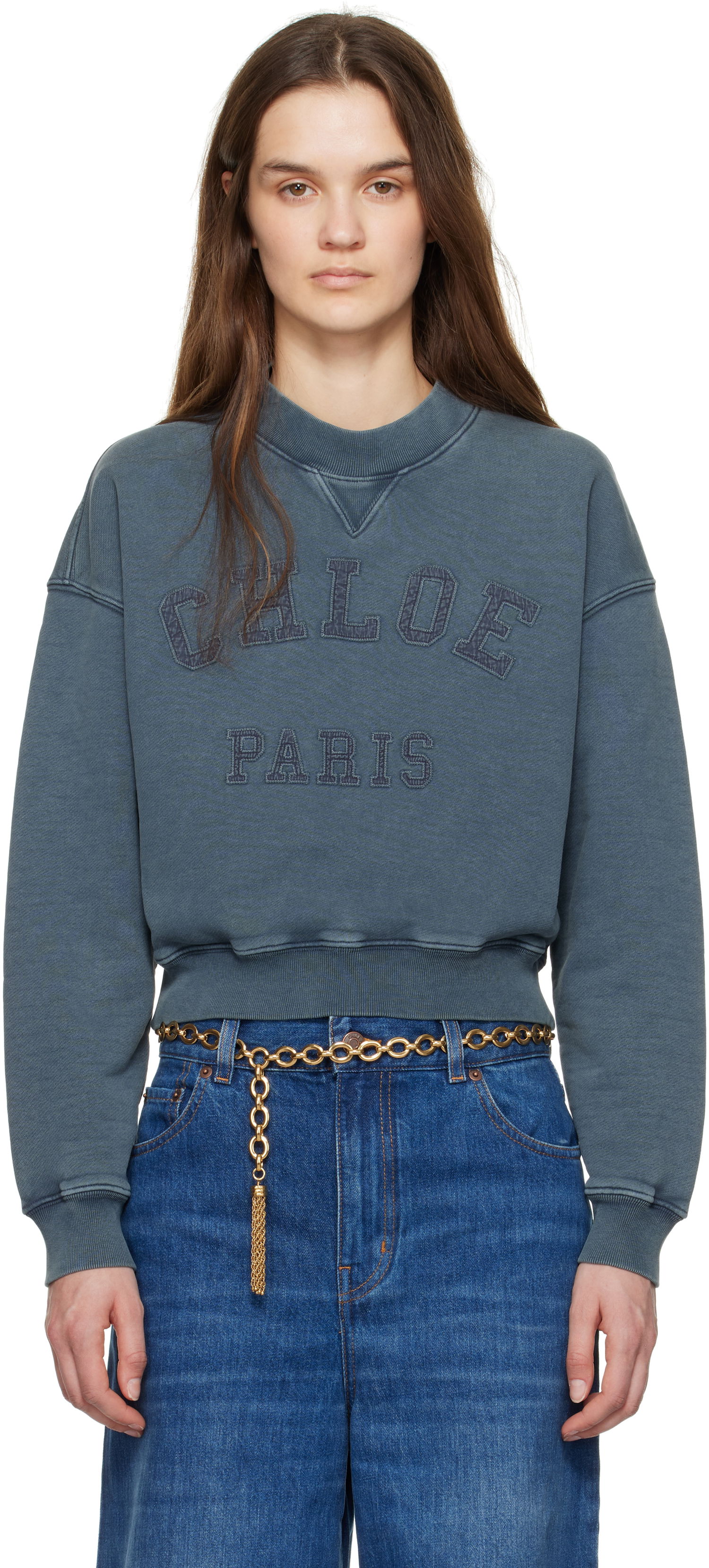 Суитчър CHLOÉ Chloé Short Logo Sweatshirt Синьо | CH25SJH05193, 0