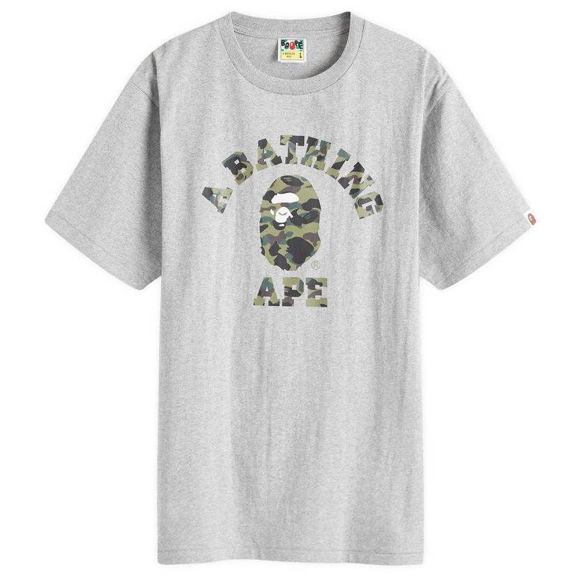 Тениска BAPE A Bathing Ape 1st Camo College T-Shirt Сиво | 001TEK301008M-GRY