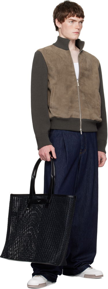 Голяма пазарска чанта Dolce & Gabbana Dolce&Gabbana Woven Mesh & Calfskin Shopper Tote Черно | BM2453A9O94, 3