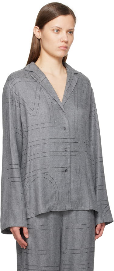 Риза TOTEME TOTEME Monogram Flannel Pajama Shirt Сиво | 251-WRT976-FB0080, 1