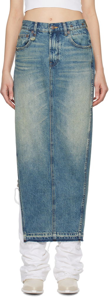 Пола R13 R13 Denim Maxi Skirt with Side Slits Синьо | R13WD102-D173A, 0