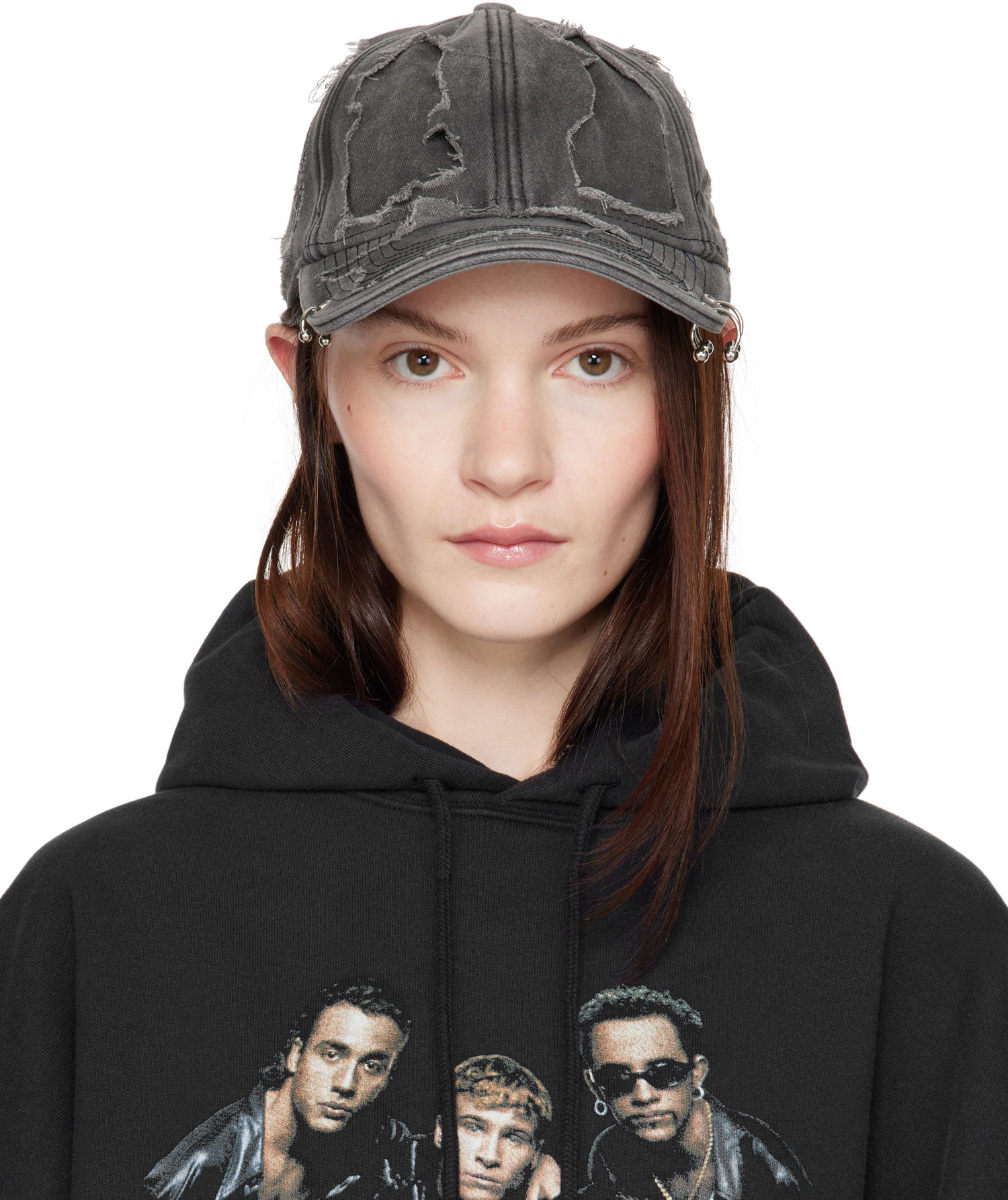 Шапка с козирка VETEMENTS Vetements Destroyed Cap Сиво | UA66CA160B, 0