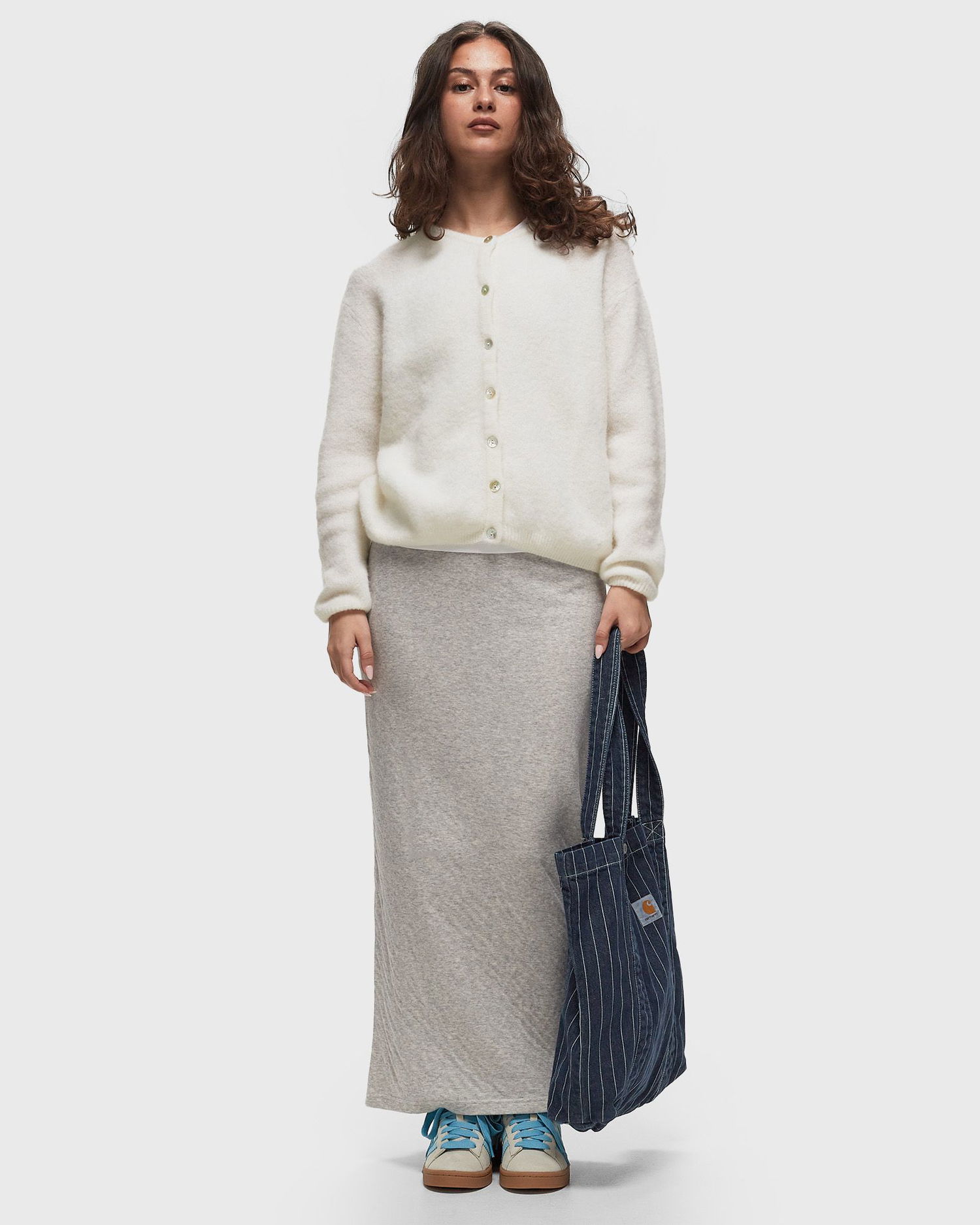 Пуловер American Vintage American Vintage VITOW Knit Cardigan Бяло | VITO19EE24-BLANC, 1