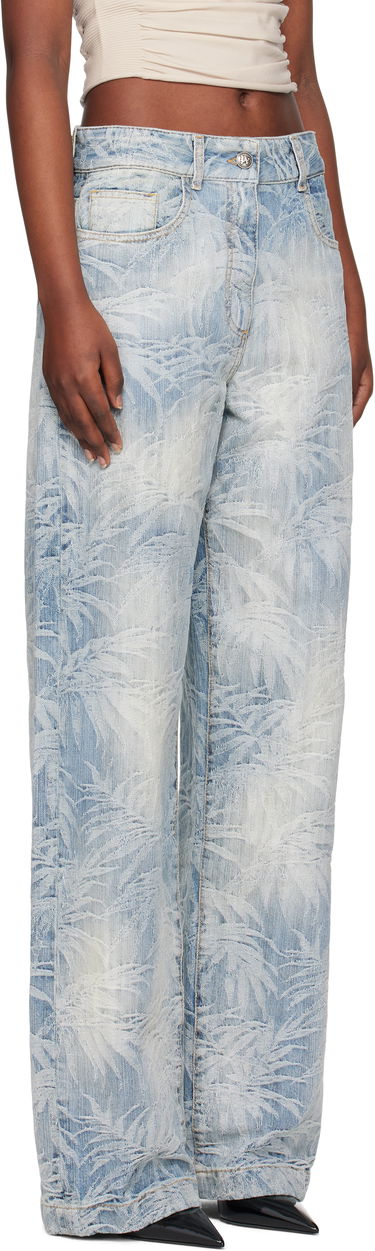 Дънки Palm Angels Palm Angels Palms Jacquard Loose Jeans Синьо | PWYB041S25DEN0024440, 1