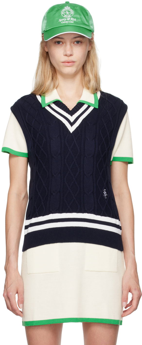 Шапка с козирка Sporty & Rich Sleeveless Cable Knit Vest Зелено | WS019S408SN